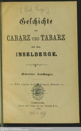 Geschichte von Cabarz und Tabarz mit dem Inselberge