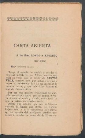 Carta Abierta : A los Sres. Longo y Argento