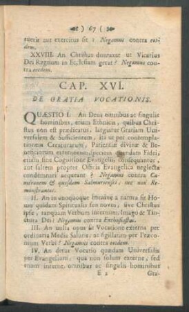 Cap. XVI. De Gratia Vocationis.