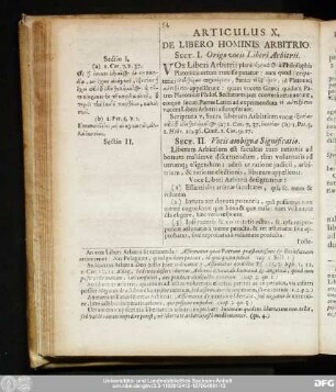 Articulus X. De Libero Hominis Arbitrio.