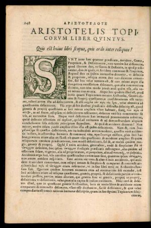 Aristotelis Topicorum Liber Quintus.