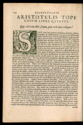 Aristotelis Topicorum Liber Quintus.