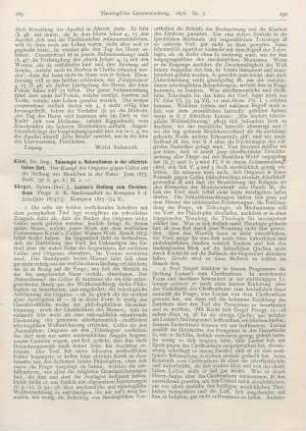 189-191 [Rezension] Sörgel, J., Lucian’s Stellung zum Christenthum
