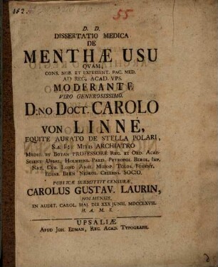Diss. ... de menthae usu