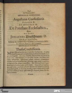 Articulus VII. De Potestate Ecclesiastica.