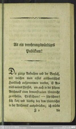An ein verehrungswürdiges Publikum