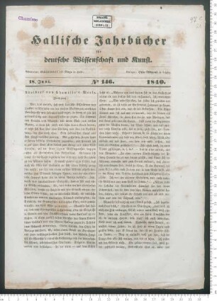 "Adelbert von Chamisso's Werke (Fortsetzung)" (Rezension/ Auszüge)