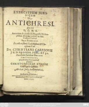 Exercitium Iuridicum De Antichresi