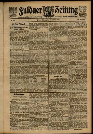 Erste Ausgabe vom Mittwoch, den 02. Oktober 1907.