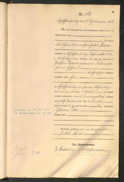 Standesamtsbuch der Stadt Aschaffenburg: Geburten 365/1900 - 184/1901