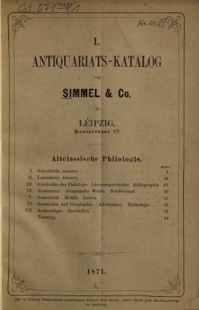 Antiquariats-Katalog, 1