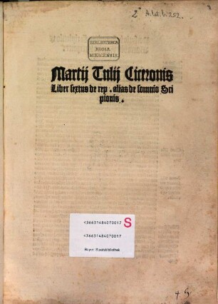 Liber sextus de rep. alias de somnio Scipionis