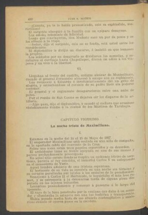 Capítulo vigésimo. - La noche triste de Maximiliano.