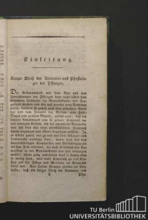 Einleitung. Kurzer Abriß der Anatomie und Physiologie der Pflanzen.