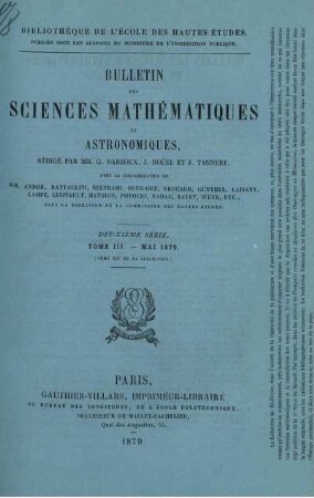 Tome III. Mai 1879.