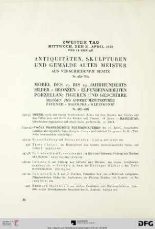 Zweiter Tag. Mittwoch, den 21. April 1926