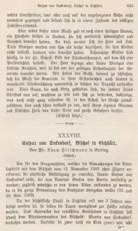 443-456 Kaspar von Seckendorf, Bischof in Eichstätt : Schluß
