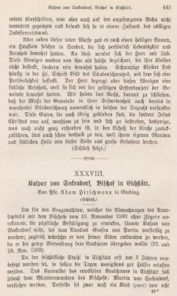 443-456 Kaspar von Seckendorf, Bischof in Eichstätt : Schluß