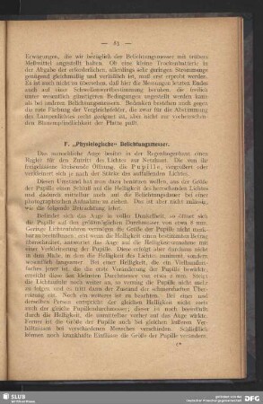 F. "Physiologische" Belichtungsmesser
