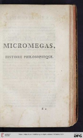 Micromegas, histoire philosophique