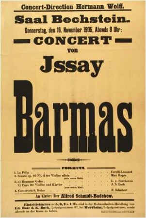 Konzertplakat Issay Barmas