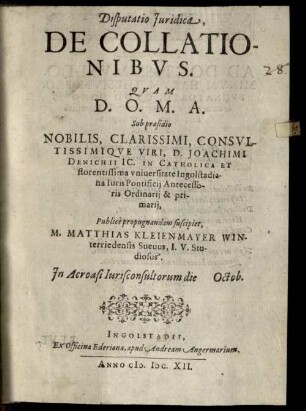 Disputatio iuridica de collationibus