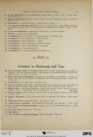 Arbeiten in Steinzeug und Ton (Nr. 925-953)