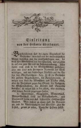 Einleitung von der Historie überhaupt