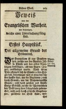 Beweis von der Evangelischen Warheit, oder diejenigen, welche einer Untersuchung fähig sind