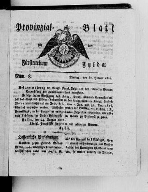 Num. 8., Ausgabe vom 30. Januar 1816