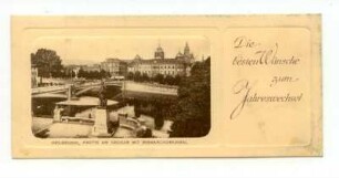 Grußkarte, "Partie am Neckar mit Bismarck-Denkmal", Neckarbrücke und Postamt 1, Kaiserstraße 2