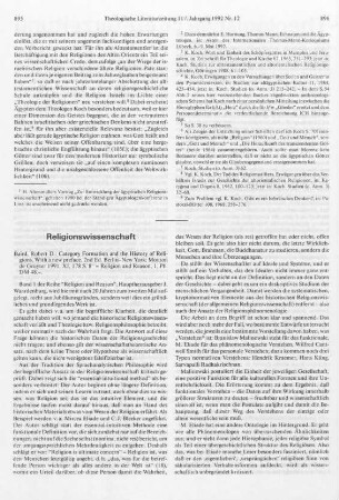 895-897 [Rezension] Baird, Robert D., Category formation and the history of religions