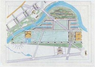 Bundesoffener städtebaulicher und landschaftsplanerischer Ideenwettbewerb Platz der Republik, Überarbeitung (nicht realisiert), 2. Preis – Lageplan. Berlin-Mitte, Platz der Republik