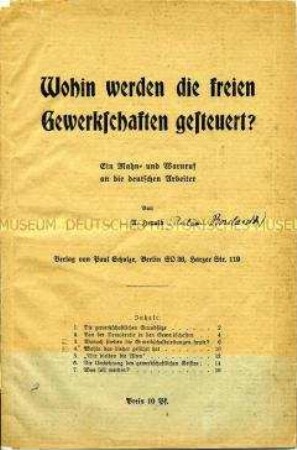 Streitschrift zur Rolle der Gewerkschaften im Krieg