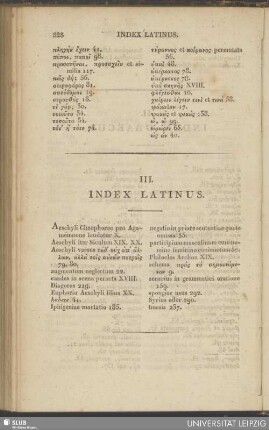 III. Index Latinus