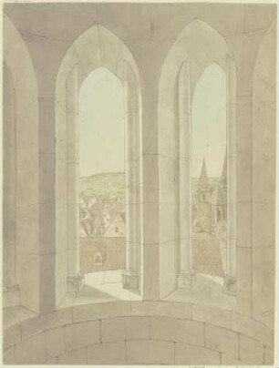 Blick vom Turm der Gumbertuskirche auf die Johanniskirche in Ansbach