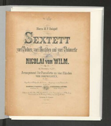 Sextett für zwei Violinen, zwei Bratschen u. zwei Violoncelle : op. 27 ; in Stimmen