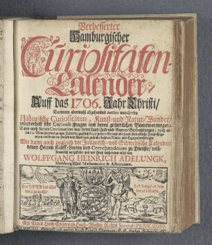 1706: Verbesserter hamburgischer Curiositäten-Calender