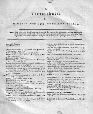 Monatsregister April, May, Juny 1803