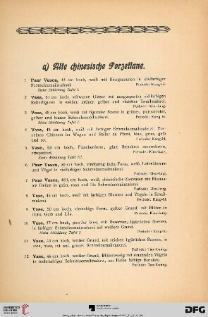 a) Alte chinesische Porzellane (Nr. 1-40g)