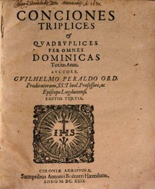 Conciones Triplices Et Quadruplices Per Omnes Dominicas Totius Anni