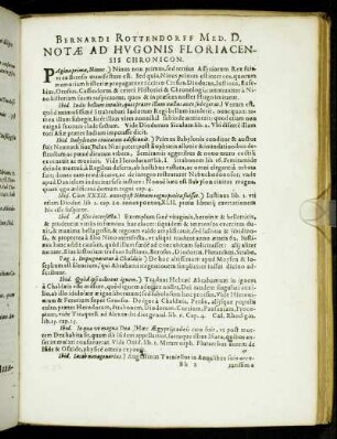 Bernardi Rottendorff Med. D. Notæ Ad Hugonis Floriacensis Chronicon.
