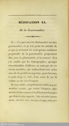 Méditation XI. de la Gourmandise