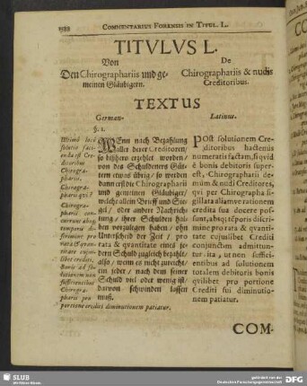 Titulus L. Von Den Chirographariis und gemeinen Gläubigern