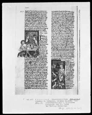 Die Legenda Aurea — Buchseite mit zwei Miniaturen, Folio 34verso