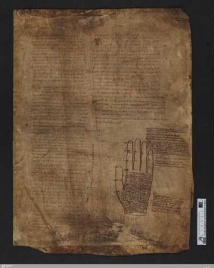 Aus dem hinteren Deckel gelöstes Doppelblatt mit komputistischen Texten, 12. und 13. Jh.