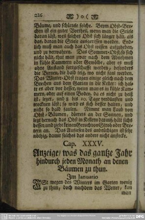 Cap. XXXV. Anzeige, was das gantze Jahr hindurch jeden Monath an denen Bäumen zu thun