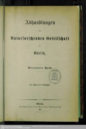 14.1871: Abhandlungen der Naturforschenden Gesellschaft zu Görlitz