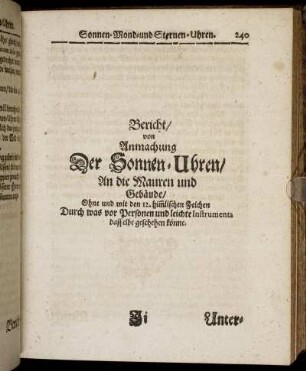 Bericht, von Anmachung Der Sonnen-Uhren [...]
