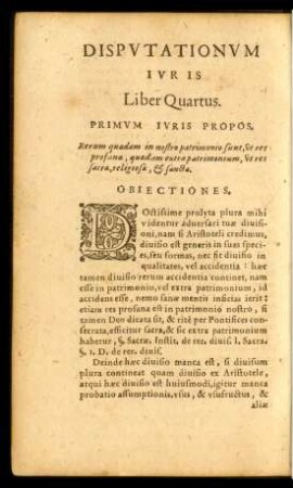 Disputationum Iuris Liber Quartus.